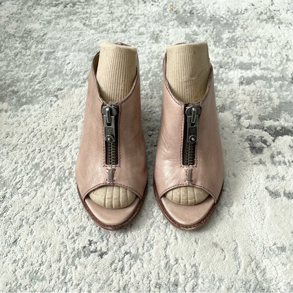 Frye Leather Cowboy Zipper Front Slip On Clogs Heel Mules 3471232 8B - Picture 2 of 7